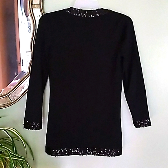 Women's Medium Black Sequined Cardigan Sweater Plus New Sequined Purse - Picture 4 of 13